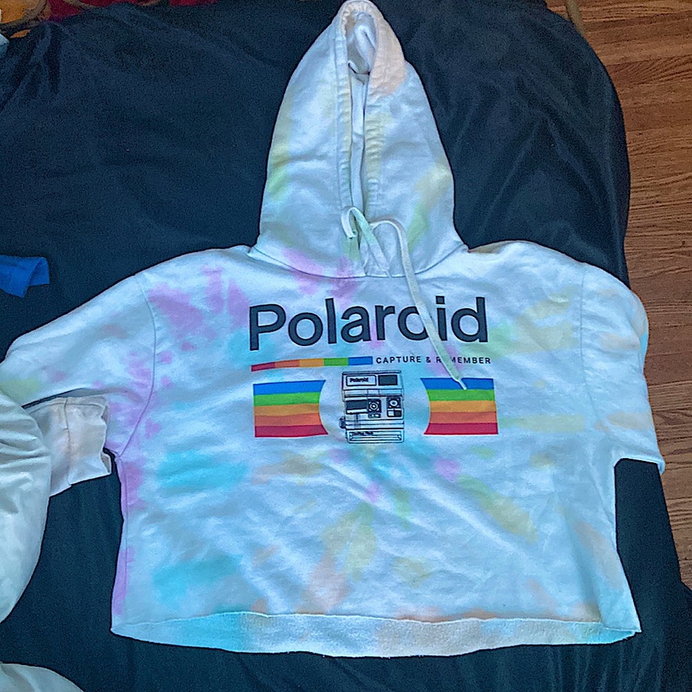 girls cropped polaroid hoodie